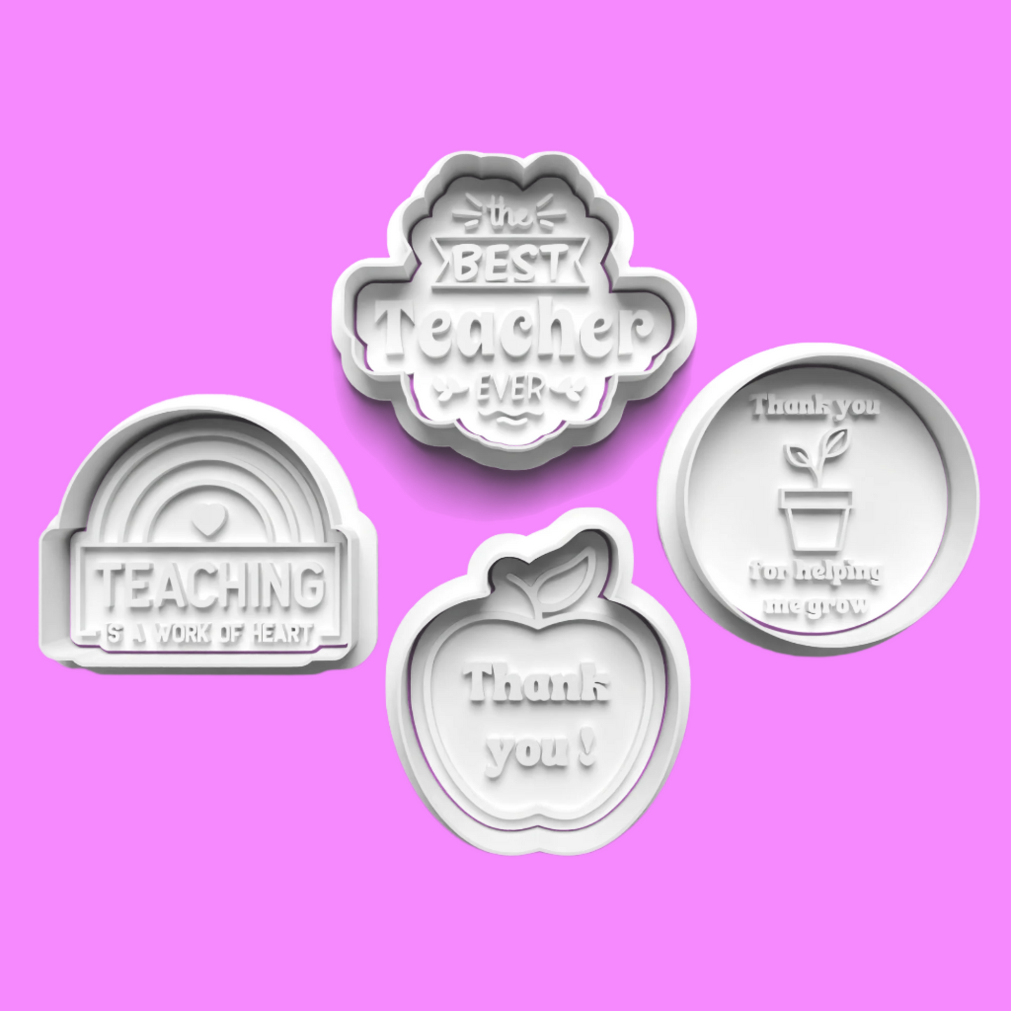 Set of 4 Thank you Teacher Cookie cutters and Embossers