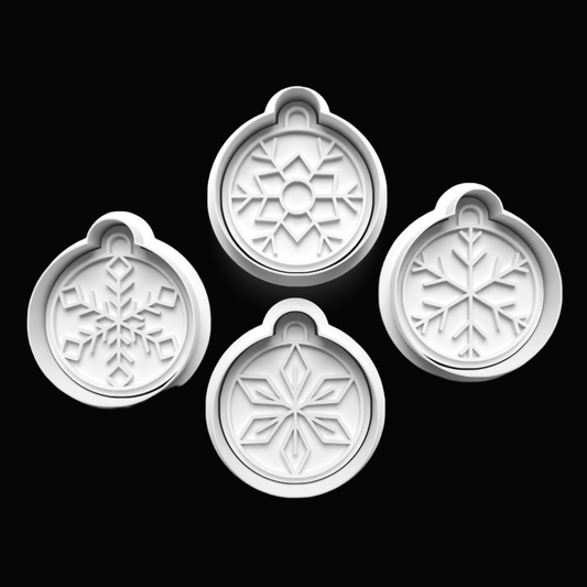 Set of 4 Christmas Bauble Cookie Cutters and Embossers